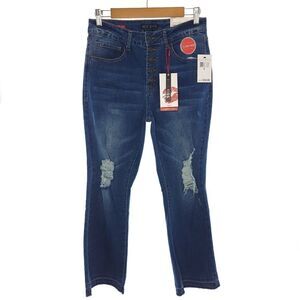 Hot Kiss Highest Rise Crop Womens Size 7 Distressed Button Fly Jeans